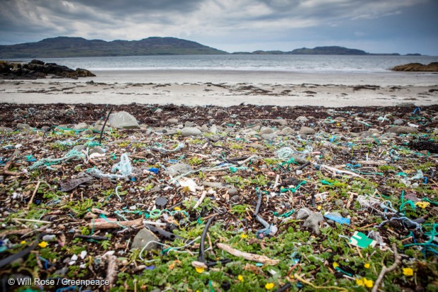 Plastics pollution on beach